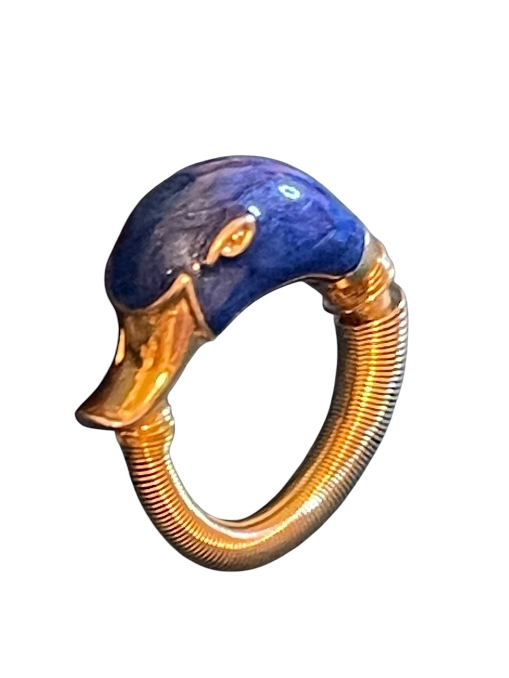 *RARE* Vintage Orena Paris Mallard Duck Head Coiled Stretch Ring - Picture 4 of 11